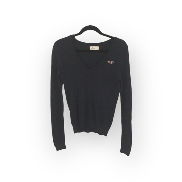 Hollister ★ V Neck Bird Logo Classic Preppy Knit Sweater ★ Navy ★ Small ★ - Picture 2 of 12